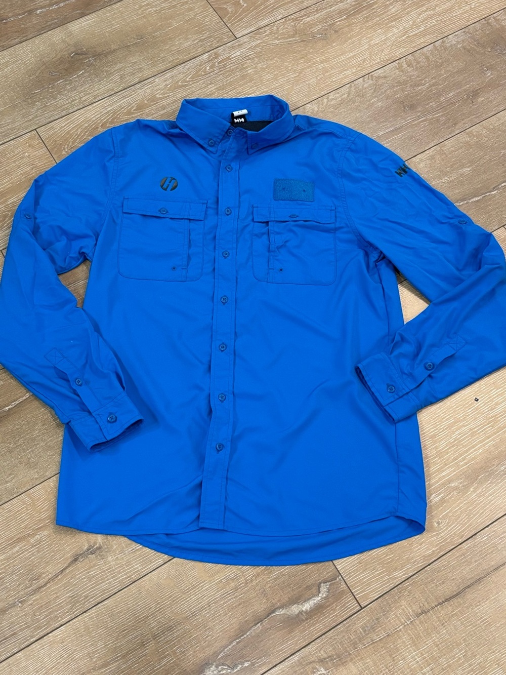 Helly Hansen Men’s Blue Technical Long Sleeve Hiking Fishing Shirt - Size Medium